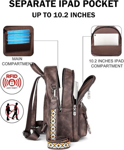 FADEON Small Backpack Purse for Women Designer PU Leather Roomly Mini Backpacks Multi Pocket Fashion Shoulder Backpack in Saudi Arabia