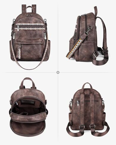 FADEON Small Backpack Purse for Women Designer PU Leather Roomly Mini Backpacks Multi Pocket Fashion Shoulder Backpack in Saudi Arabia