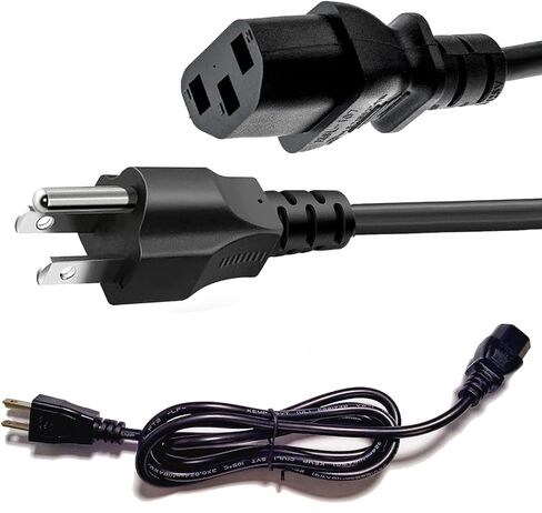 QDD 5 أقدام شاشة كمبيوتر بديلة للتلفزيون سلك طاقة تيار متردد 3 شقوق، 18 AWG، 10 أمبير 125 فولت، أسود in Kuwait