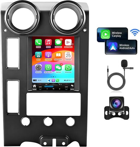 راديو السيارة لـ Hummer H2 2002-2007 استبدال ترقية ستيريو Carplay Android Auto 9.7 بوصة شاشة تعمل باللمس Android 12 وحدة رأس بلوتوث 5.0 GPS ملاحة 4G WiFi FM/AM/RDS راديو مع كاميرا احتياطية in Saudi Arabia