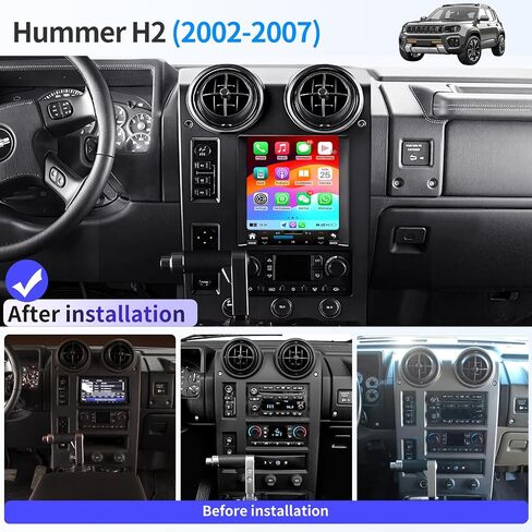 راديو السيارة لـ Hummer H2 2002-2007 استبدال ترقية ستيريو Carplay Android Auto 9.7 بوصة شاشة تعمل باللمس Android 12 وحدة رأس بلوتوث 5.0 GPS ملاحة 4G WiFi FM/AM/RDS راديو مع كاميرا احتياطية in Saudi Arabia