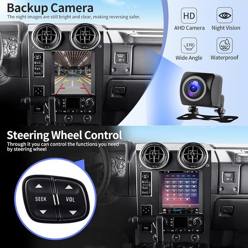 راديو السيارة لـ Hummer H2 2002-2007 استبدال ترقية ستيريو Carplay Android Auto 9.7 بوصة شاشة تعمل باللمس Android 12 وحدة رأس بلوتوث 5.0 GPS ملاحة 4G WiFi FM/AM/RDS راديو مع كاميرا احتياطية in Saudi Arabia