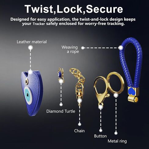 Premium Leather Holder with Keychain Compatible with Air Tag - Full Coverage Protective Case for Air Tag, Anti-Loss Key Ring Accessories (Evil Eye) in Saudi Arabia
