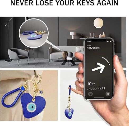 Premium Leather Holder with Keychain Compatible with Air Tag - Full Coverage Protective Case for Air Tag, Anti-Loss Key Ring Accessories (Evil Eye) in Saudi Arabia