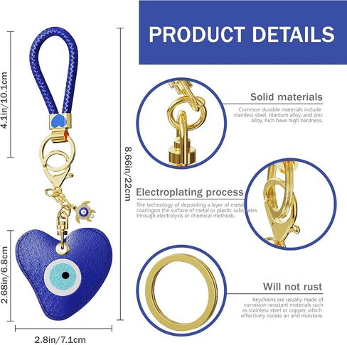 Premium Leather Holder with Keychain Compatible with Air Tag - Full Coverage Protective Case for Air Tag, Anti-Loss Key Ring Accessories (Evil Eye) in Saudi Arabia