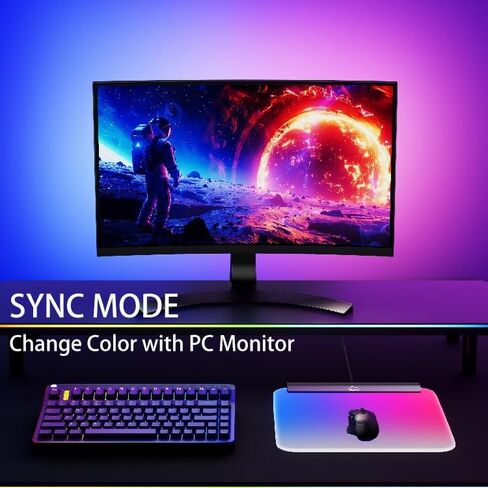 لوحة ماوس ألعاب RGB - سطح كمبيوتر متزامن بإضاءة 14 بوصة للاعبي الكمبيوتر، قاعدة مضادة للانزلاق - حصيرة مكتب LED تفاعلية مع الموسيقى لديكور غرفة الألعاب in Kuwait
