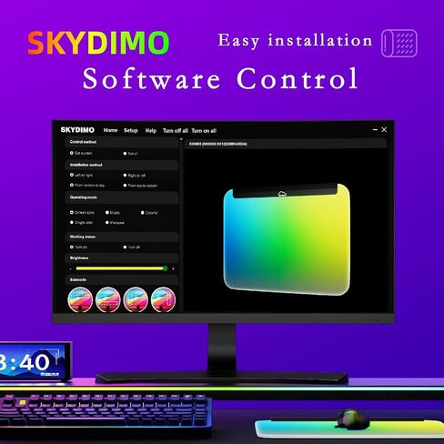 لوحة ماوس ألعاب RGB - سطح كمبيوتر متزامن بإضاءة 14 بوصة للاعبي الكمبيوتر، قاعدة مضادة للانزلاق - حصيرة مكتب LED تفاعلية مع الموسيقى لديكور غرفة الألعاب in Kuwait