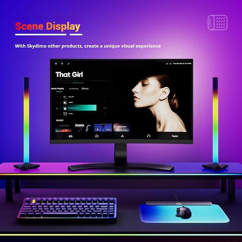 لوحة ماوس ألعاب RGB - سطح كمبيوتر متزامن بإضاءة 14 بوصة للاعبي الكمبيوتر، قاعدة مضادة للانزلاق - حصيرة مكتب LED تفاعلية مع الموسيقى لديكور غرفة الألعاب in Kuwait