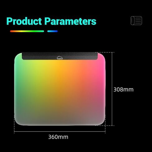 لوحة ماوس ألعاب RGB - سطح كمبيوتر متزامن بإضاءة 14 بوصة للاعبي الكمبيوتر، قاعدة مضادة للانزلاق - حصيرة مكتب LED تفاعلية مع الموسيقى لديكور غرفة الألعاب in Kuwait