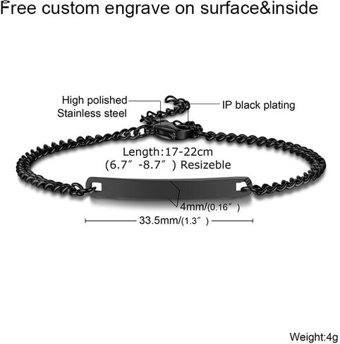 Icamer Couples Bracelets with Engrave - Personalized Stainless Steel Bracelet - Custom Engraving for Men and Women - Relationship Matching Couple Jewelry Gift For Her and Him in Saudi Arabia