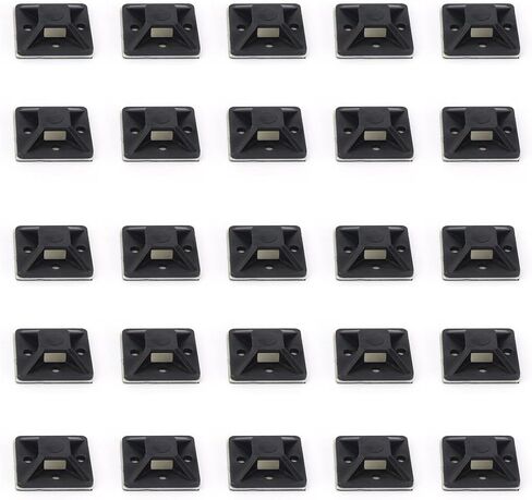 50 PCS 0.94" Self Adhesive Clips Base Cable Tie Mounts Base Holders Wire Cable Clips Holders Plastic Squares Holders(24mm,Black) in Saudi Arabia