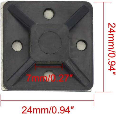 50 PCS 0.94" Self Adhesive Clips Base Cable Tie Mounts Base Holders Wire Cable Clips Holders Plastic Squares Holders(24mm,Black) in Saudi Arabia