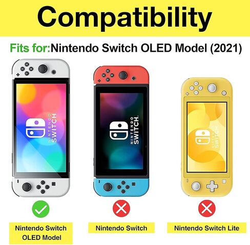 ProCase Flip Cover for Nintendo Switch OLED with 2 Pack Tempered Glass Screen Protectors Black Bundle with White in Saudi Arabia
