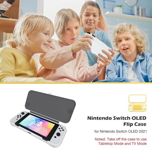 ProCase Flip Cover for Nintendo Switch OLED with 2 Pack Tempered Glass Screen Protectors Black Bundle with White in Saudi Arabia