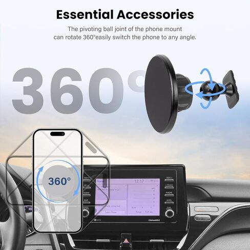 Magnetic Car Phone Holder W/Center Console Organizer-Compatible with Honda Odyssey 2018-2024 Accessories Screen Fixed Clip,360°Rotation Phones mount Stand Compatible with MagSafe,(Not Fit 5 inch ) in Saudi Arabia