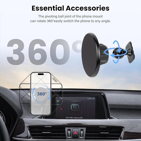 Magnetic Car Phone Holder W/Center Console Organizer-Compatible with Honda Odyssey 2018-2024 Accessories Screen Fixed Clip,360°Rotation Magnetic Phones Mount Stand Compatible with MagSafe in Saudi Arabia