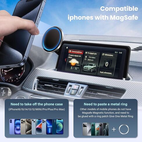 Magnetic Car Phone Holder W/Center Console Organizer-Compatible with Honda Odyssey 2018-2024 Accessories Screen Fixed Clip,360°Rotation Magnetic Phones Mount Stand Compatible with MagSafe in Saudi Arabia