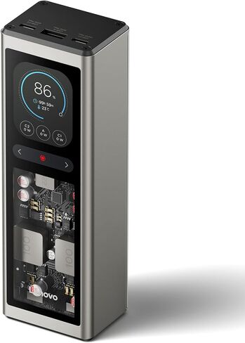 Lenovo 140W Portable Power Bank with 3-Port Digital Hybrid Charger, TFT Display for ThinkBook 14, MacBook, iPhone, Samsung Galaxy, Travel Charging Station with 240W Cable in Kuwait