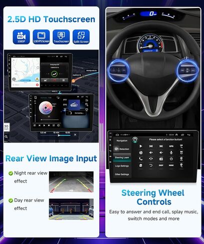 ستيريو سيارة VQU لهوندا سيفيك 2006-2011 لاسلكي Apple Carplay & Android Auto - Android 13 راديو السيارة لهوندا سيفيك يدعم واي فاي نظام تحديد المواقع والملاحة FM RDS EQ DSP جهاز استقبال الصوت SWC AHD الكاميرا in Kuwait