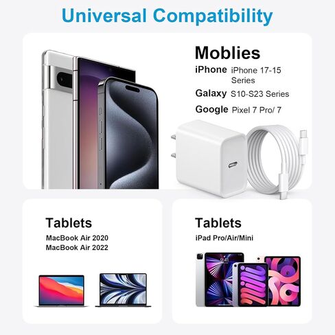 شاحن iPhone 17 16 الجديد شحن سريع كابل بطول 10 أقدام من النوع C إلى C مع 3 عبوات شاحن حائط USB C متوافق مع iPhone 17/17 Pro/17 Pro max/Air، iPhone 16 15 Pro Max/Plus، iPad Pro، Samsung in Kuwait