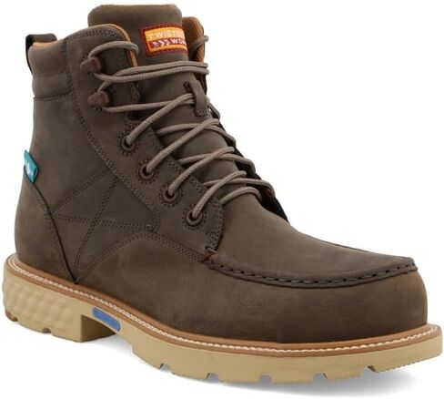 Twisted X Men's 6" Work Boot, Moc Toe Nano Toe with CellStretch, Shitake, 11.5 M in Saudi Arabia