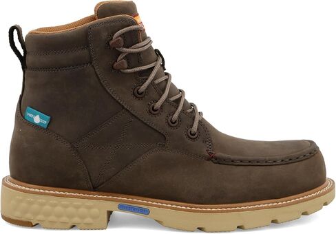 Twisted X Men's 6" Work Boot, Moc Toe Nano Toe with CellStretch, Shitake, 11.5 M in Saudi Arabia
