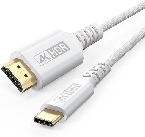 USB C to HDMI Cable White [4K@60Hz, 6.6FT], USBC Type C to HDMI 2.0 Braided Cord HDR for TV, Monitor, Projector Compatible with Thunderbolt 3/4/5, MacBook, iPhone 17/16, iPad, Galaxy in Saudi Arabia