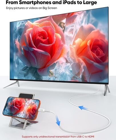 USB C to HDMI Cable White [4K@60Hz, 6.6FT], USBC Type C to HDMI 2.0 Braided Cord HDR for TV, Monitor, Projector Compatible with Thunderbolt 3/4/5, MacBook, iPhone 17/16, iPad, Galaxy in Saudi Arabia