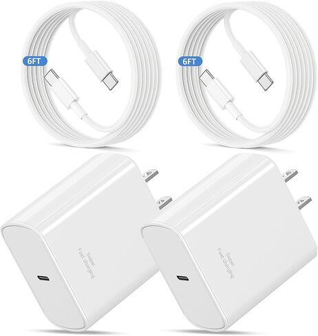USB C Charger for iPhone 17 Pro Max,2Pack 45W USB-C Super Fast Charging Wall Charger Block Power Adapter with 6FT Type C USBC to C Cable for iPhone 17/17 Pro/17 Pro Max/Air/16 Plus/16/15,Galaxy in Kuwait