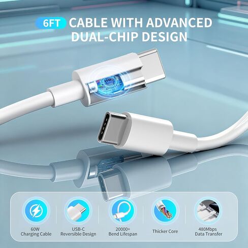 USB C Charger for iPhone 17 Pro Max,2Pack 45W USB-C Super Fast Charging Wall Charger Block Power Adapter with 6FT Type C USBC to C Cable for iPhone 17/17 Pro/17 Pro Max/Air/16 Plus/16/15,Galaxy in Kuwait