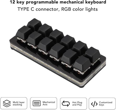 12 Key USB Mini Keyboard with Programmable Macros,USB Type C Wired Programmable RGB Custom One Handed Gaming Keyboard Mechanical Red Switch Gaming Keyboard OSU Keypad for PC in Saudi Arabia