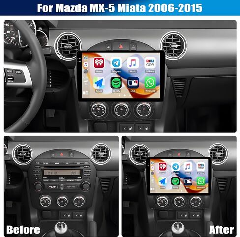 [4+64G] Android 15 Car Radio Stereo for Mazda MX-5 Miata 2006-2015 with Wireless Carplay&Android Auto,9 Inch Car Radio with Mirror Link Bluetooth FM/RDS WiFi GPS EQ DSP SWC+AHD Backup Camera in Saudi Arabia