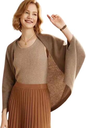 Women's Soft Shawls and Wraps Knitted Warm Shawl With Sleeves Pashminas Shawl Wrap Lightweight Open Front Poncho 2025 in Saudi Arabia