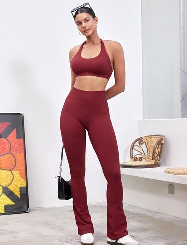 VOYJOY Mini Flared Impact Leggings for Women 30" Seamless Hidden Scrunch Butt Lift Workout Legging Flare Bootcut Yoga Pants in Saudi Arabia