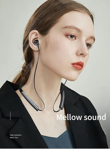 Neckband Earphones Bluetooth 5.0 Headphones CVC8.0 Noise Cancelling Bluetooth Headset Wireless Earbuds Neckband with Mic,9D Deep Bass, 20H Overall Endurance,Sports for Running Driving Working, Black in Saudi Arabia