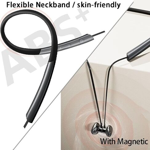 Neckband Earphones Bluetooth 5.0 Headphones CVC8.0 Noise Cancelling Bluetooth Headset Wireless Earbuds Neckband with Mic,9D Deep Bass, 20H Overall Endurance,Sports for Running Driving Working, Black in Saudi Arabia
