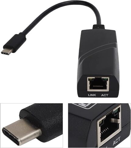 محول شبكة SUNGOOYUE TypeC إلى RJ45، محول شبكة إيثرنت جيجابت LAN بسرعة 1000 ميجا بت في الثانية، متوافق مع نظام التشغيل والتوصيل والتشغيل in Kuwait