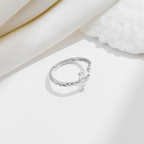 Cross Ring for Women Gold Plated Hammered Texture Open Ring Size Adjustable Dainty Faith Christian Jewelry Gifts in Saudi Arabia