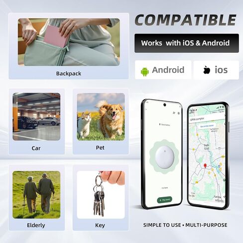 جهاز تعقب GPS للسيارة - متوافق مع Android وiOS، بدون رسوم شهرية، بطارية لمدة عام واحد، مثالي للسكوتر والأطفال والحيوانات الأليفة وكبار السن، موجود مع نظام تحديد المواقع العالمي بمساعدة الشبكة، (أسود-قطعتان) in Kuwait