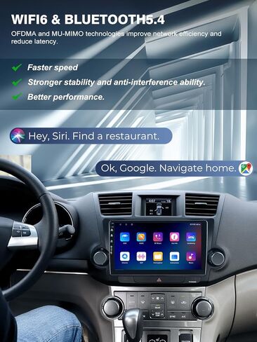 ستيريو راديو السيارة لسيارة Toyota Highlander 2008-2013، Android 13/شاشة لمس IPS/Carplay لاسلكي/Android Auto/Bluetooth/GPS Navigation/WiFi/5G/HD كاميرا احتياطية/SWC/FM (2+64) in Kuwait