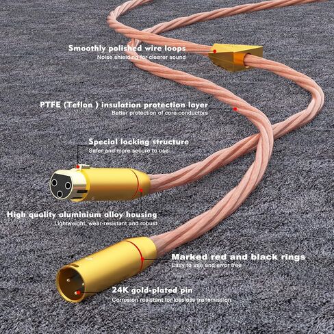 Preffair X461 5N OCC Copper Balanced Cables with 3 Pins XLR Female to Male Connectors 15AWG/4 x 1.5mm2, 1 Pair for Audiophile Turntable, AMP, DAC (X461XR1819G, 1.5M/4.9FT) in Kuwait