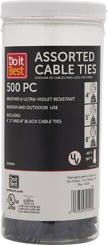 Do it Best Weather Self-Locking Molded Nylon Black Cable Tie Assortment (500-Piece) - 1 Each in Saudi Arabia