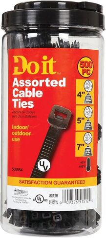 Do it Best Weather Self-Locking Molded Nylon Black Cable Tie Assortment (500-Piece) - 1 Each in Saudi Arabia