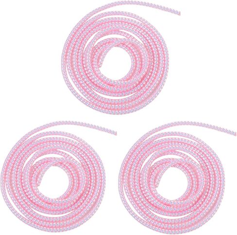 3pcs Laser Spiral Cable Protectors - Charger/USB Data Cable Sleeves | Headphone Cord Savers for Phones, Earphones | Pet Chew Prevention, Durable Cable Guards | Essential Cord Accessories (Pink) in Saudi Arabia
