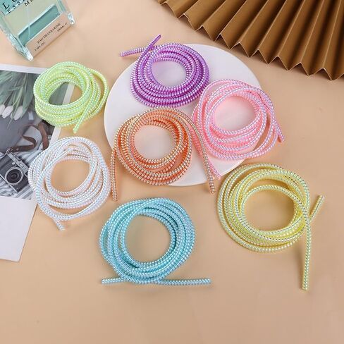 3pcs Laser Spiral Cable Protectors - Charger/USB Data Cable Sleeves | Headphone Cord Savers for Phones, Earphones | Pet Chew Prevention, Durable Cable Guards | Essential Cord Accessories (Pink) in Saudi Arabia