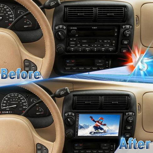 راديو ستيريو للسيارة Android 14 Double Din متوافق مع Ford Explorer 1995-2001، 2G+32G 7 بوصات راديو السيارة بشاشة تعمل باللمس مع Carplay Android Auto GPS WiFi Bluetooth RDS SWC Mic كاميرا احتياطية in Saudi Arabia