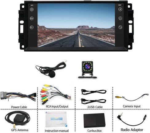 Android 14 Double Din Car Stereo ترقية راديو لسيارة Dodge Challenger 2008-2014، 2G+32G 7 بوصة شاشة لمس لاسلكية Carplay Android Auto GPS WiFi Bluetooth RDS DSP SWC Mirrorlink Mic كاميرا احتياطية in Saudi Arabia