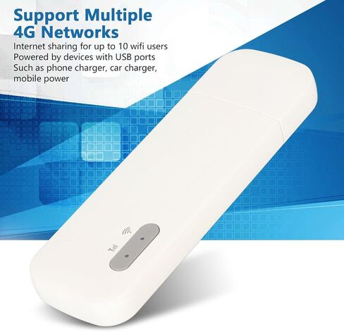 VBESTLIFE 4G LTE USB WiFi Dongle & Mobile Hotspot Router, Portable Travel WiFi Modem Network Adapter with SIM Card Slot, Support 10 Users in Saudi Arabia