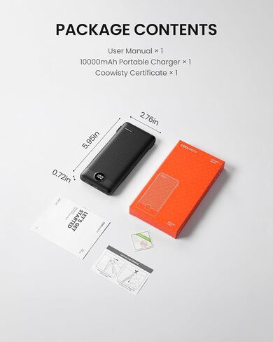 Portable Charger with Wall Plug, Slim USB C Power Bank with Built-in Cables, 10000mah LED Display External Battery Pack Compatible with iPhone/Android & More (Black) in Kuwait