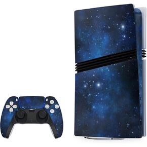 Compatible with PS5 PRO Skin for Console and Controllers by ZOOMHITSKINS, 3M Vinyl Decal Cover Sticker, Blue Sky Night Stars Clouds Universe Galaxy Navy Dark, Durable, Bubble-Free, Precisely Cut in Saudi Arabia